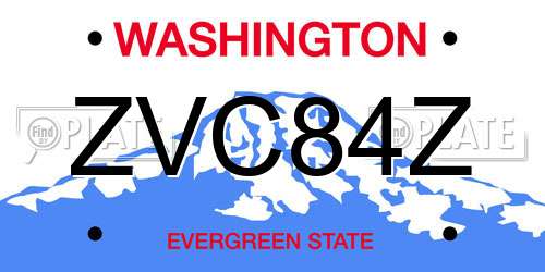 ZVC84Z Washington License Plate