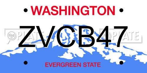 ZVCB47 Washington License Plate