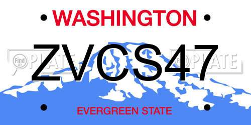 ZVCS47 Washington License Plate