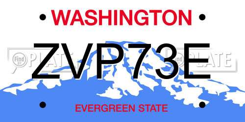 ZVP73E Washington License Plate