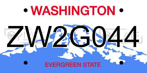 ZW2G044 Washington License Plate