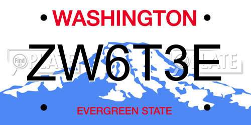 ZW6T3E Washington License Plate