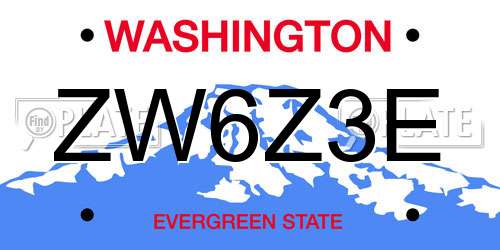 ZW6Z3E Washington License Plate