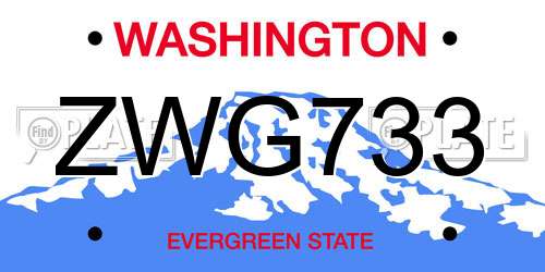 ZWG733 Washington License Plate