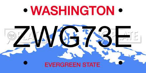 ZWG73E Washington License Plate