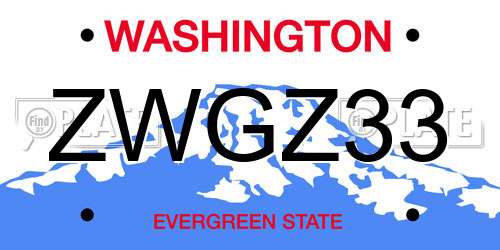 ZWGZ33 Washington License Plate