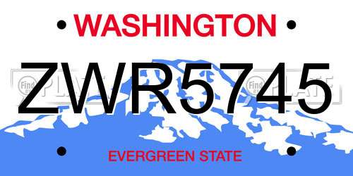 ZWR5745 Washington License Plate