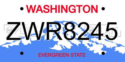 ZWR8245 Washington License Plate