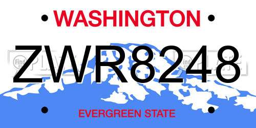 ZWR8248 Washington License Plate