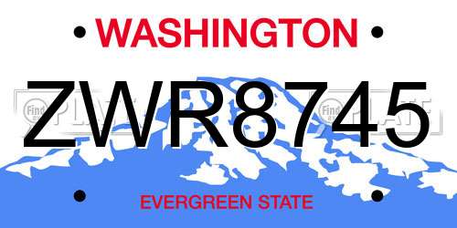 ZWR8745 Washington License Plate
