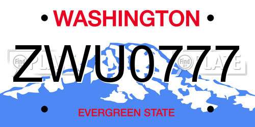 ZWU0777 Washington License Plate