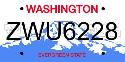 ZWU6228 Washington License Plate