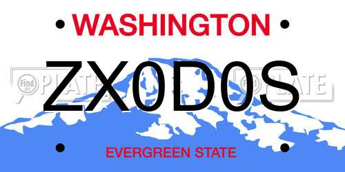 ZX0D0S Washington License Plate
