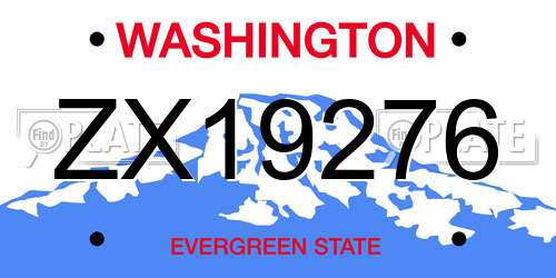 ZX19276 Washington License Plate