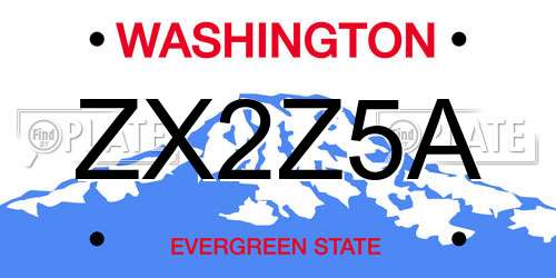 ZX2Z5A Washington License Plate