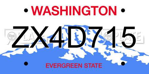ZX4D715 Washington License Plate