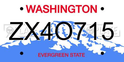 ZX4O715 Washington License Plate