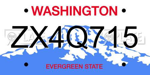 ZX4Q715 Washington License Plate