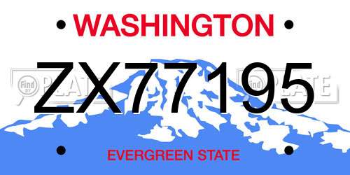 ZX77195 Washington License Plate