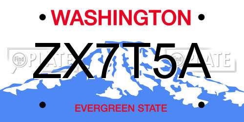 ZX7T5A Washington License Plate