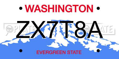 ZX7T8A Washington License Plate