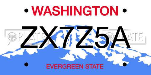 ZX7Z5A Washington License Plate