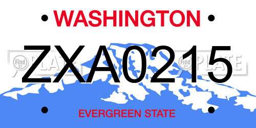 ZXA0215 Washington License Plate