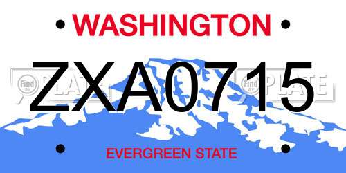 ZXA0715 Washington License Plate