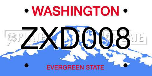 ZXD008 Washington License Plate