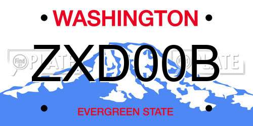ZXD00B Washington License Plate