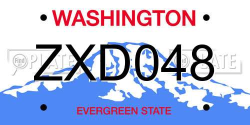 ZXD048 Washington License Plate