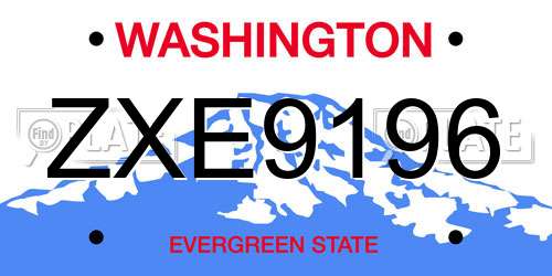 ZXE9196 Washington License Plate