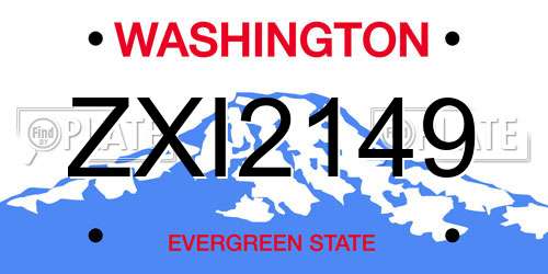 ZXI2149 Washington License Plate