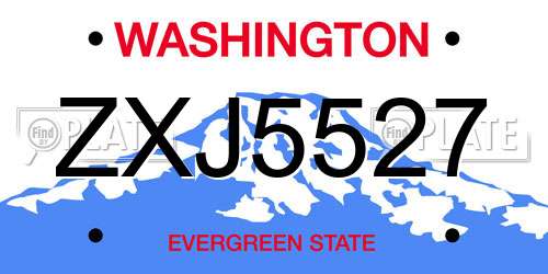 ZXJ5527 Washington License Plate