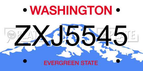 ZXJ5545 Washington License Plate