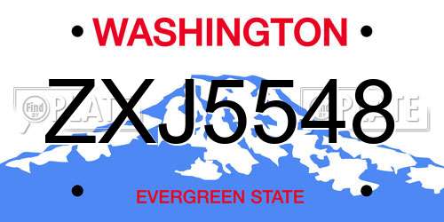 ZXJ5548 Washington License Plate