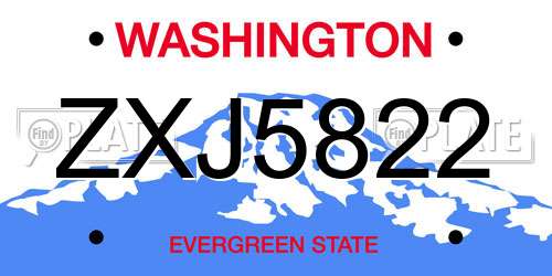 ZXJ5822 Washington License Plate