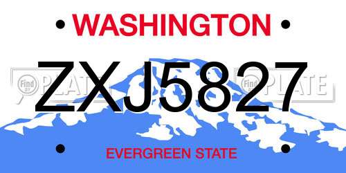 ZXJ5827 Washington License Plate
