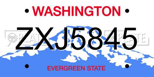 ZXJ5845 Washington License Plate