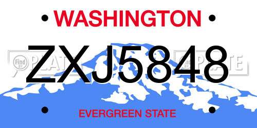 ZXJ5848 Washington License Plate