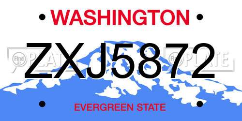 ZXJ5872 Washington License Plate