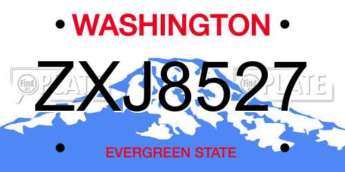 ZXJ8527 Washington License Plate