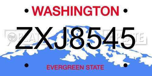 ZXJ8545 Washington License Plate