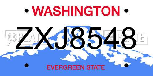 ZXJ8548 Washington License Plate