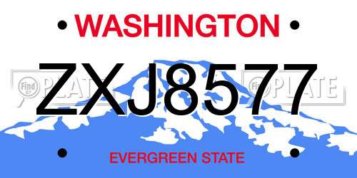 ZXJ8577 Washington License Plate