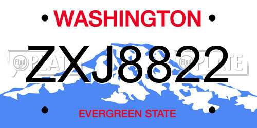ZXJ8822 Washington License Plate