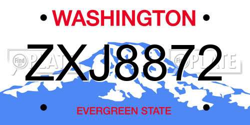 ZXJ8872 Washington License Plate