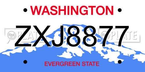 ZXJ8877 Washington License Plate