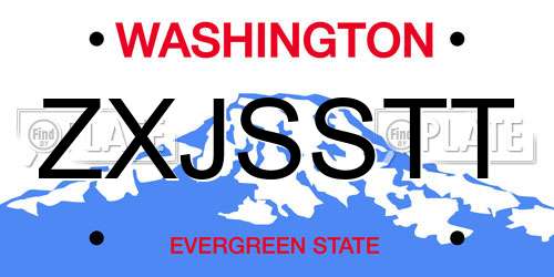 ZXJSSTT Washington License Plate