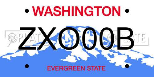 ZXO00B Washington License Plate